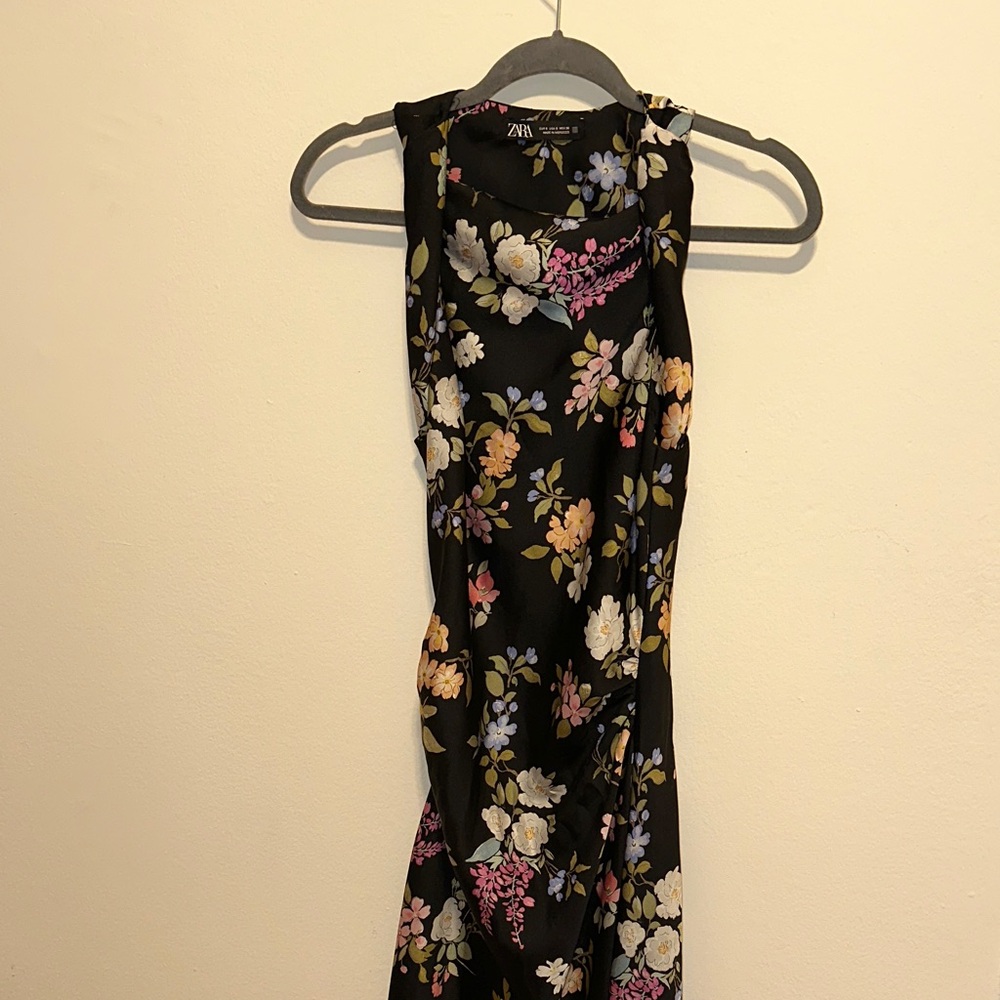Zara Black Floral Midi Dress